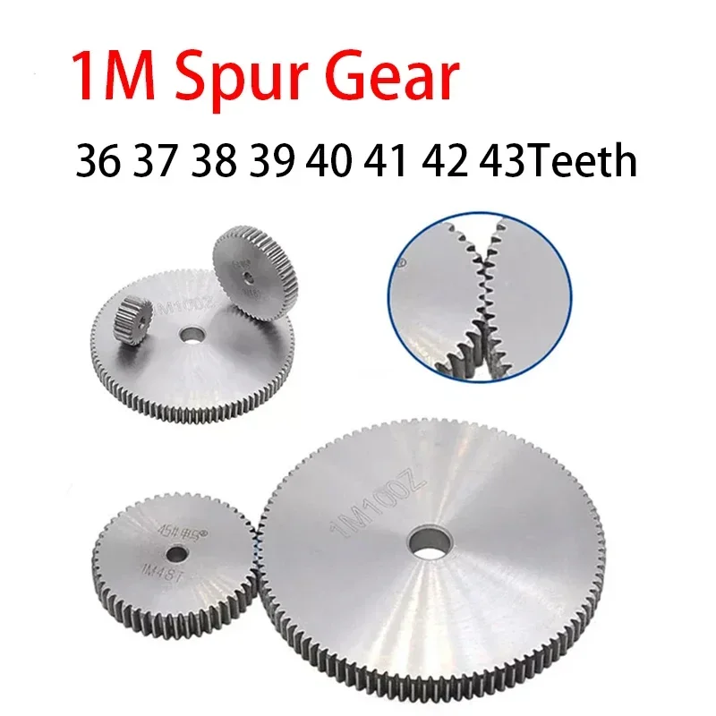 1Piece #45 Steel Spur Gears 1M 36 37 38 39 40 41 42 43T Rough Hole 8mm Pinion Metal Transmission Gear Thickness 10mm Motor Gear