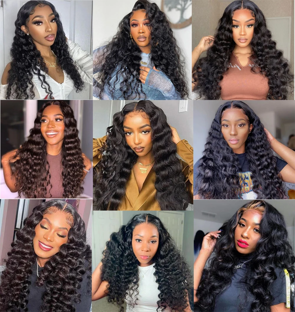 Loose Deep Wave Human Hair Wigs 13x4 Lace Frontal Human Hair Wig Loose Wave Curly Lace Front Wig 30Inch Pre-Plucked Lace Wigs