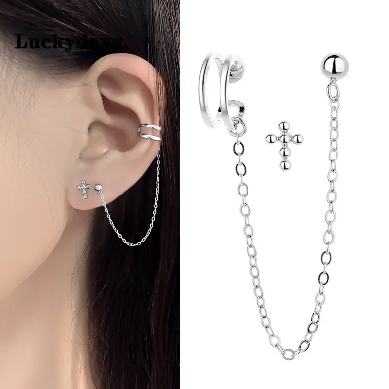 Xingyunday Hot Ear Cuff Clip Chain Tassel Clip on Earring Cross Earrings For Women Korea  Jewelry Femme New Earcuff