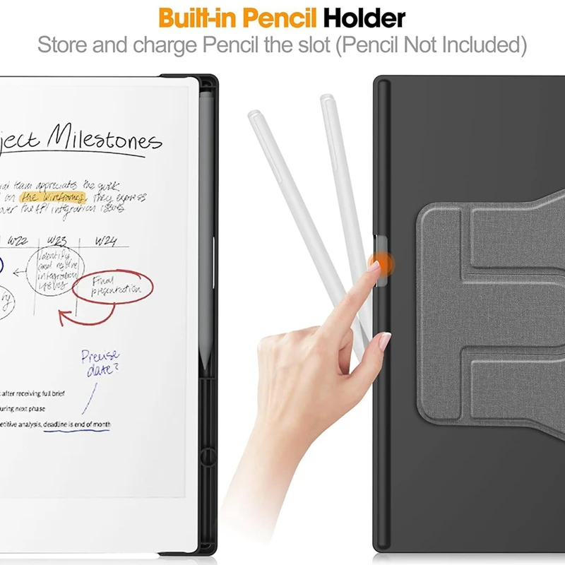 حافظة لهاتف Paper Pro مقاس 11.8 بوصة مع حامل قلم رصاص - 360 ° غطاء حامل واقي دوار