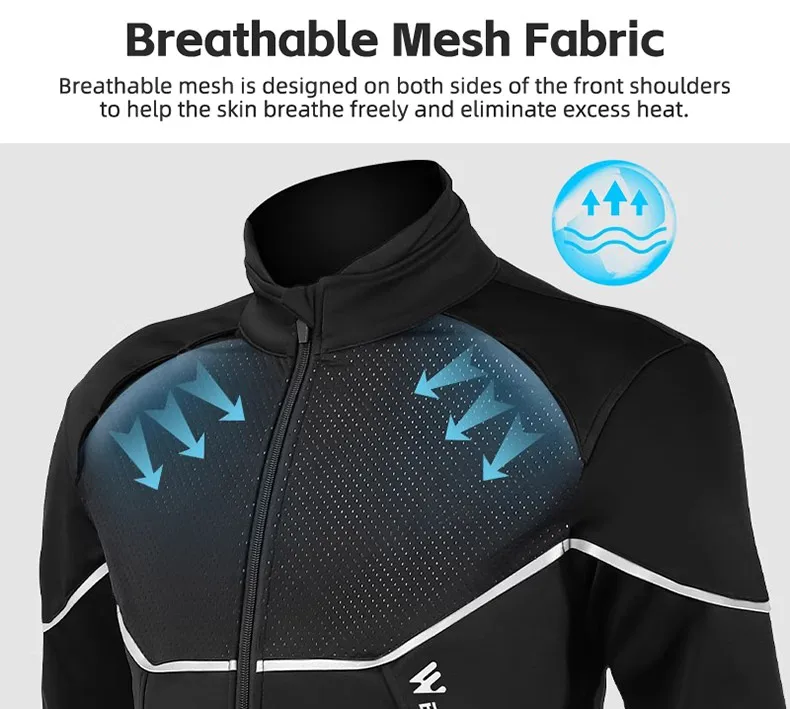 WEST BIKING Winter-Fahrradjacke, warme, winddichte MTB-Fahrradjacke für Herren, Fahrradbekleidung, reflektierendes Set – Detail 9