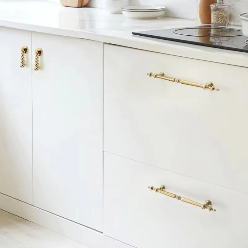 Bright Gold Luxury Solid Brass Handles for Cabinets and Drawers Exquisite Modeling Handles for Furniture Home Useful Accessories