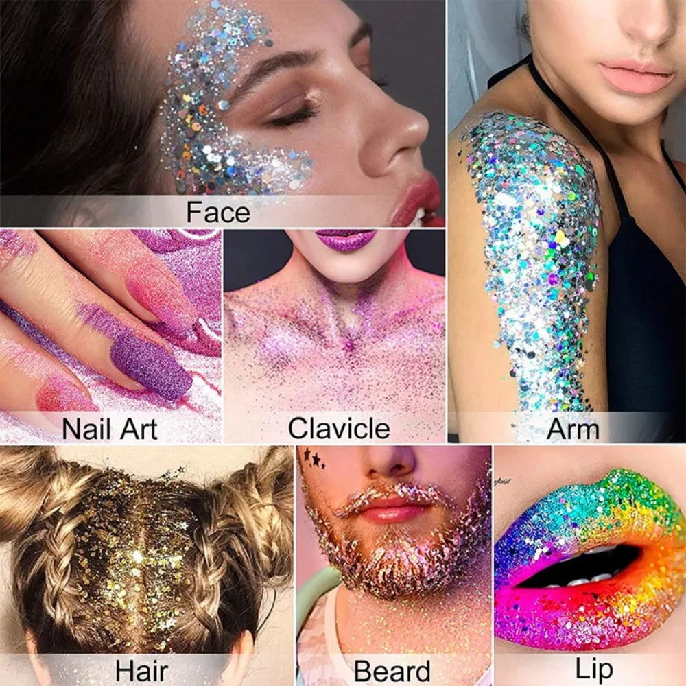 Liquid Glitter Eyeshadow Gel Christmas Makeup Chameleon Sparkly Eyeshadow Hair Face Body Nail DIY Party Multifunctional Make Up