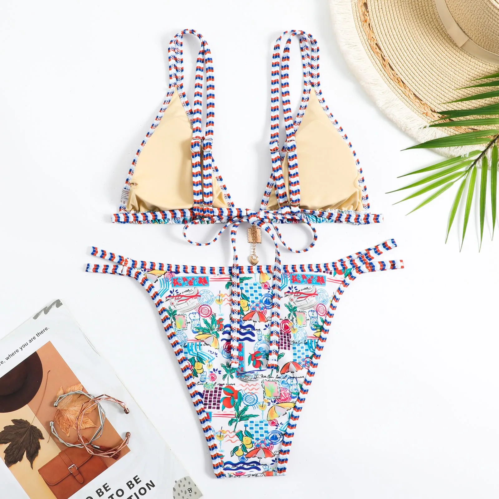 Swimsuits 2024 Woman Women Gradient Bikini Set Swimming Two Piece Sexy Swimsuits Swimwear Beach Suit Bohemian Bikini Mujer