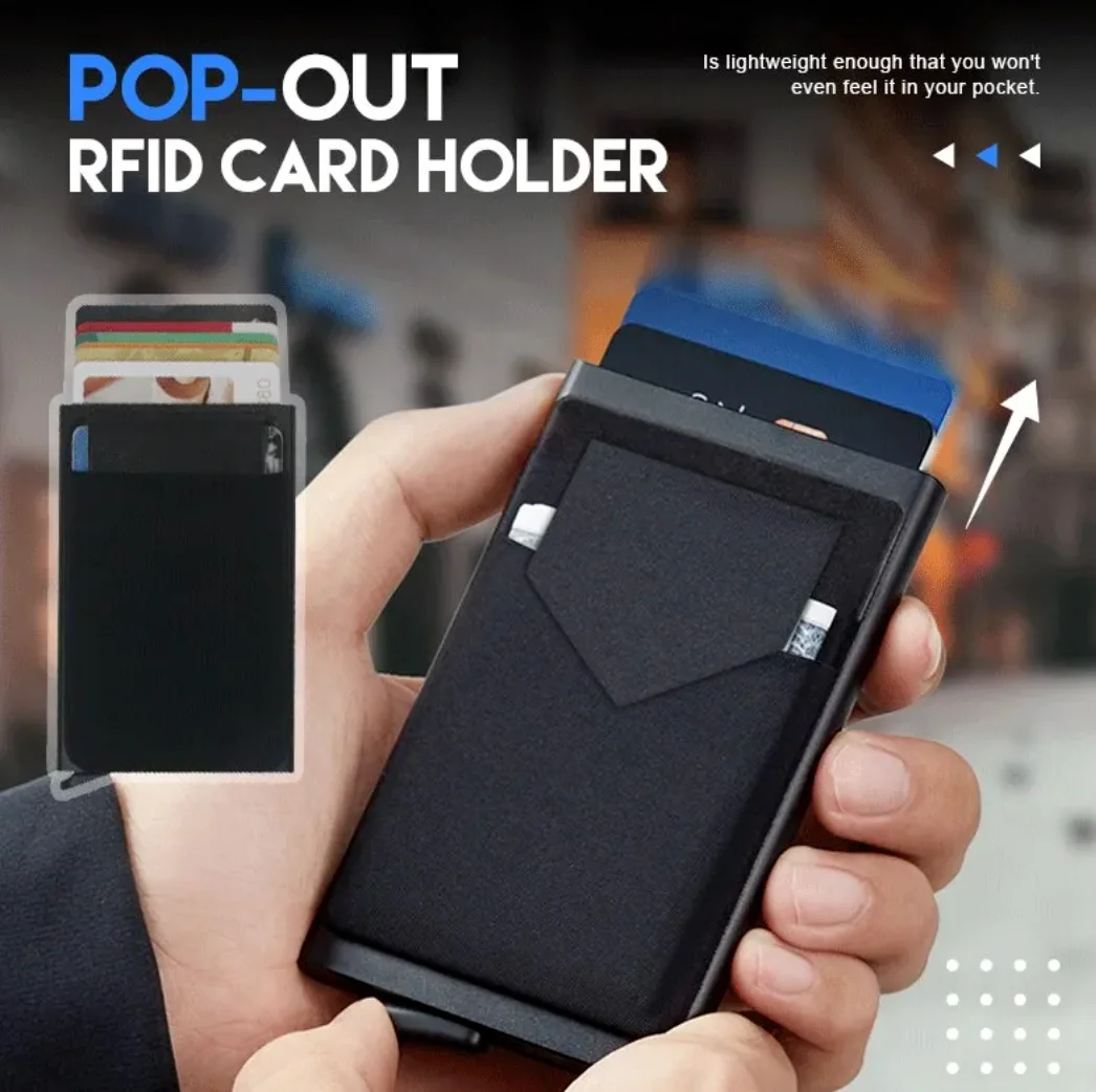 Portafogli porta carte di credito Rfid Smart portafogli da uomo minimalista Pop-Up Slim in metallo