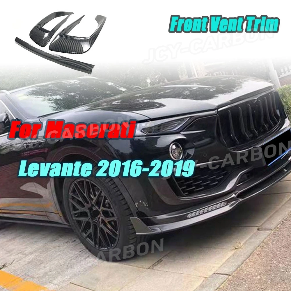 

JCYECF For Maserati Levante 2016 -2019 Dry Carbon Fiber Front Bumper FogLamp Outlet Frame Cover Head Bumper Vent Accessories