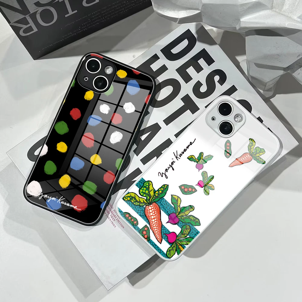 For IPhone 13 Pro Max Color Tempered Glass Case for IPhone 14 11 13 XR XS MAX 7/8 X Plus 12 13mini Pro Yayoi Kusama Art Covers image 2