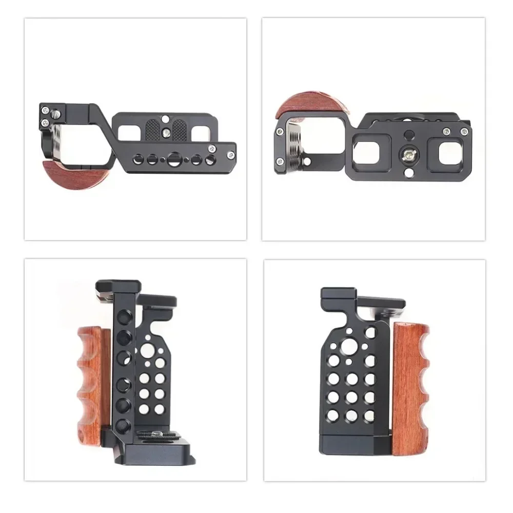 ZVE10 Camera Cage Wooden Side Handle Top Hand Grip Quick Release Plate Cage Rig Kit Protective For Sony ZV-E10 DSLR Camera