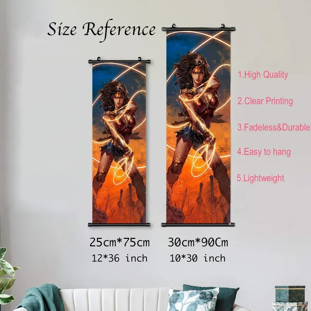 DC Wonder Woman Hanging Scroll Decor Movie Wallpaper Comic Poster Wall Artwork Canvas Painting Picture Print Home Decoration Art