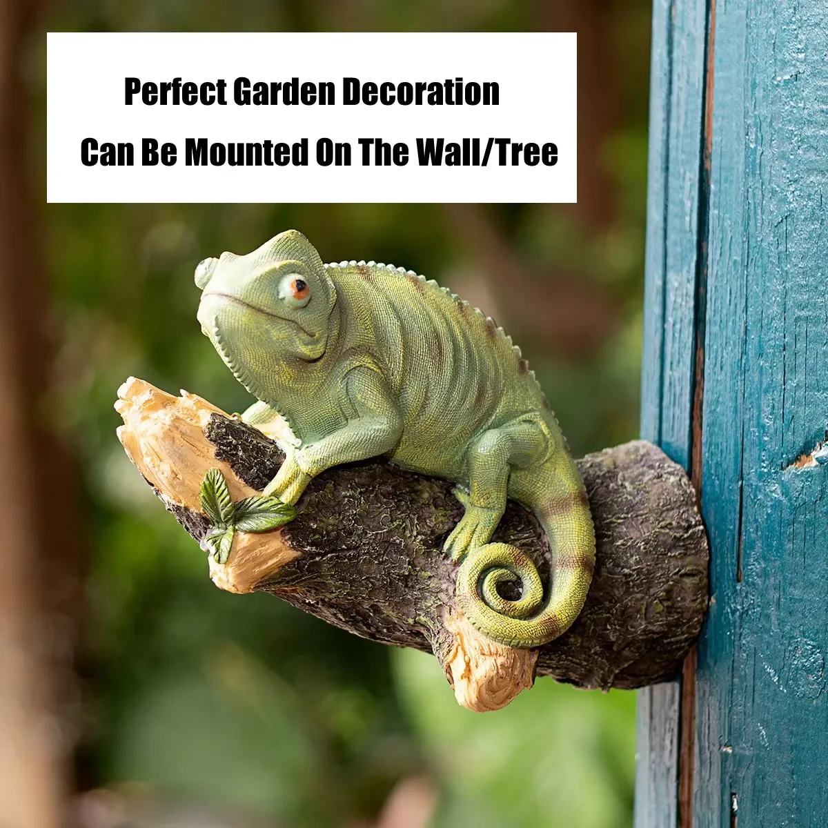 Resin Chameleon Statue Wall Mounted Lizard DIY Outdoor Garden Tree Decoration Sculpture For Home Office Garden Decor Ornament