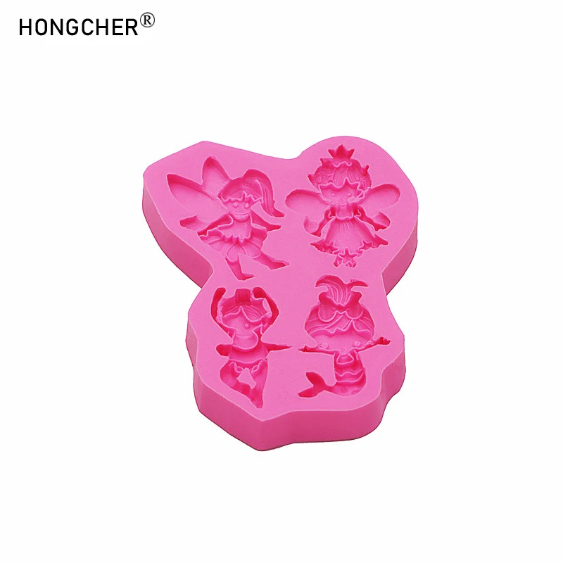 Cartoon beautiful angel girl mermaid DIY resin accessories accessories drip mold chocolate cake dessert decoration silicone mold