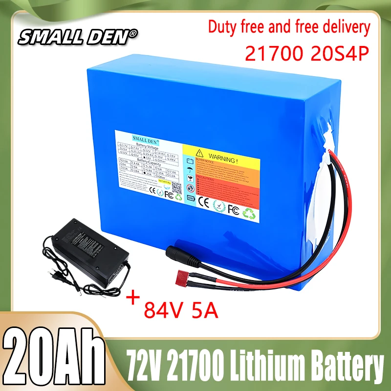 New 72V 20Ah 21700 Lithium Battery Pack 20S4P 84V Bicycle Scooter Motorcycle Built in BMS 3000W High Power Rechargeable Battery