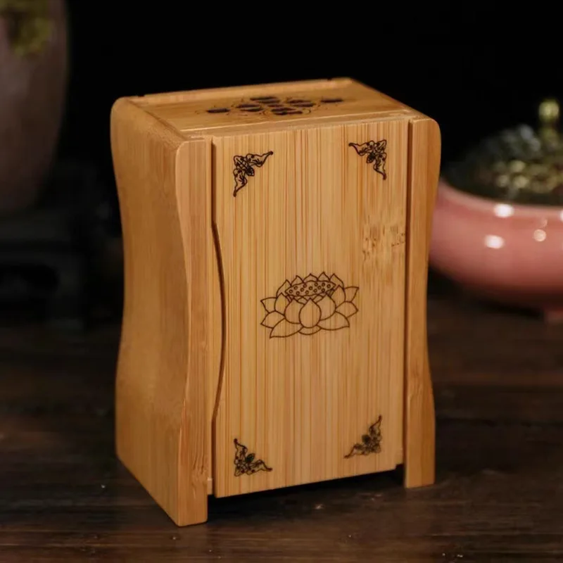 CZ amulet cabinet miniature shrine portable small Buddhist hall wood carving  base offering bamboo mini Buddhist shrine