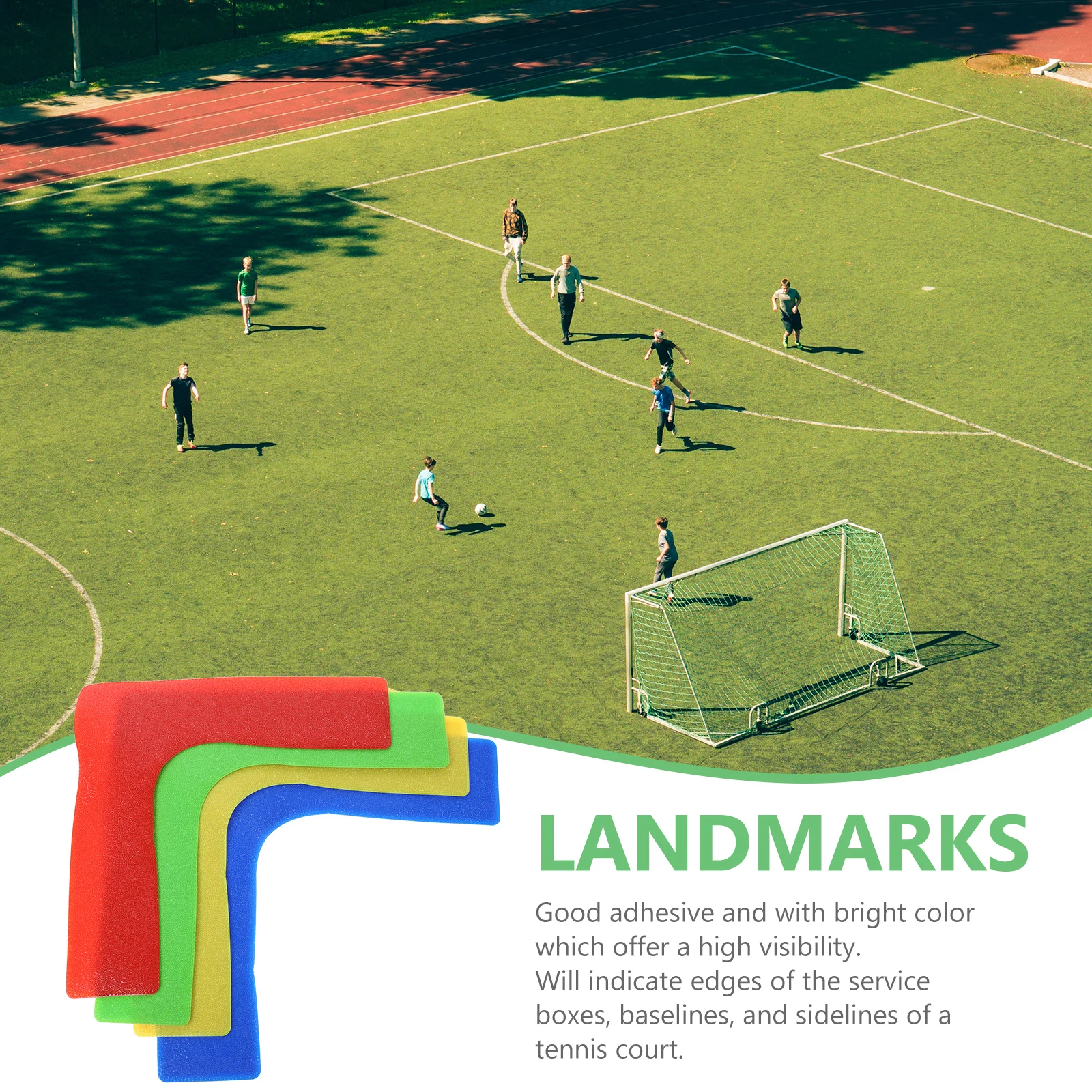 

4 Pcs Landmark Stickers Tennis Court Basketball Marking Kit Markers Ground Sports