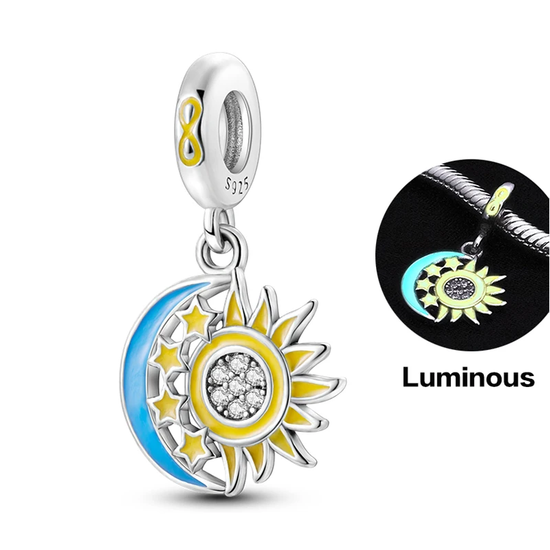 New 925 Silver Chameleon Glowworm Light Bulb Firefly Star Moon ant Bead Fit Original Pandora Charms Bracelet DIY Jewelry image 6