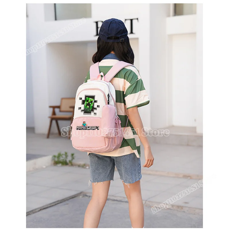 2pcs Miner Crafts Schoolbag with Pencil Case for Students Outdoor Backpack Boys Girls Book Stationery Storage School Bags Gifts view 6