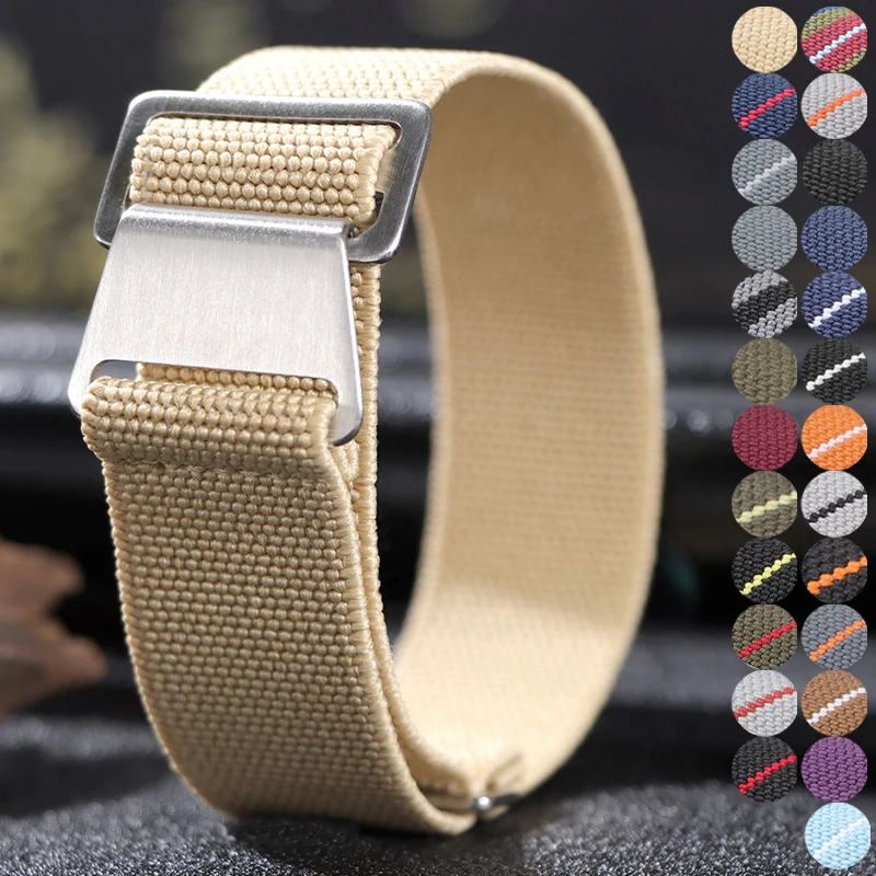 Parachute Strap Elastic - 18/20/22mm Elastic Nylon Watch Strap Multi-Color
