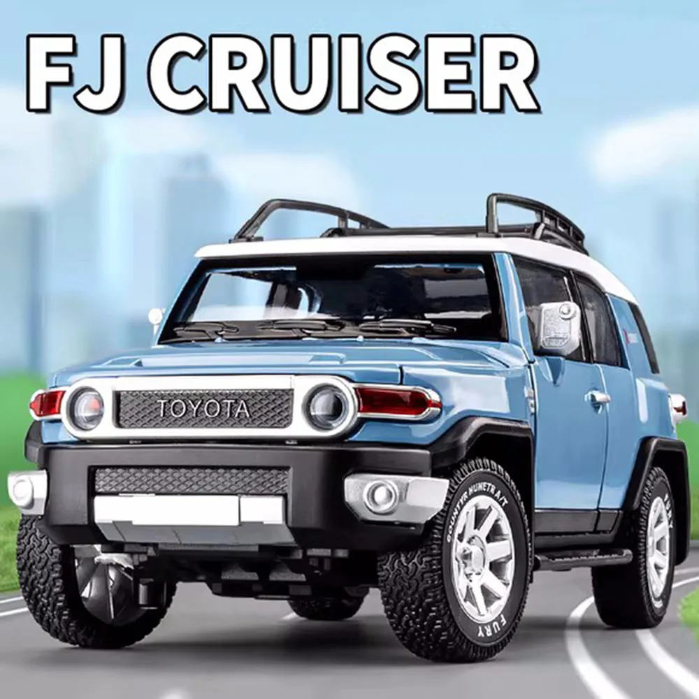 

1:24 Scale Alloy FJ LAND CRUISER Cars Toys Miniature Models Light Sound Pull Back Vehicles Rubber Tires Car Boys Festival Gifts