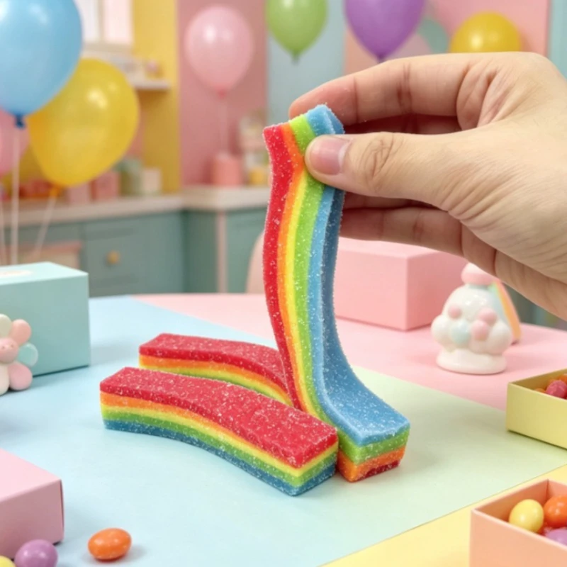 Squishy Rainbow Strip Stress Ball Squeeze Toys Soft Rainbow Sour Candy Stretchable Fidget Toy Stress Relief  Decompression Toy - view 4