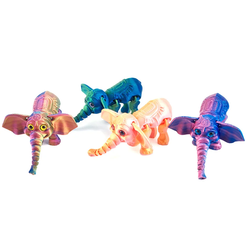 3D Printed Toys Elephants Figures Model Multi-joint Movable Ornament Decorative Desktop Creativity Novelty Viewing Kid Gifts Toy