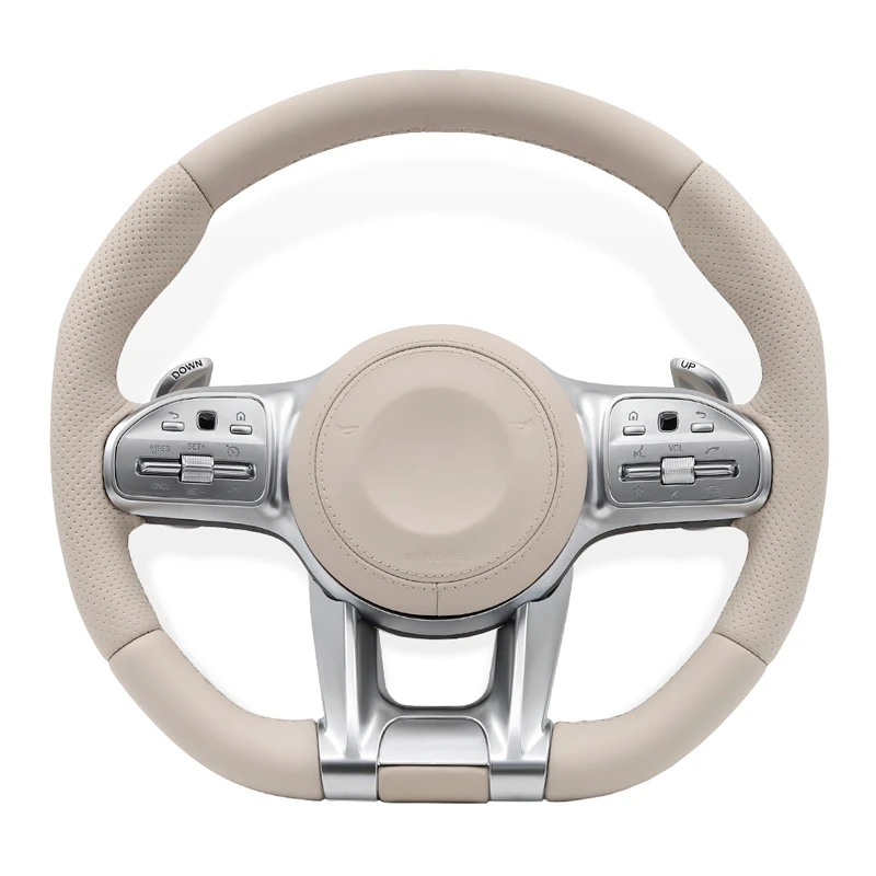 

For Mercedes Benz AMG Beige Napa Leather Steering Wheel W205 W204 W166 W212 W213 W222 A/B/C/E/S/G/V Class Car Steering Wheel