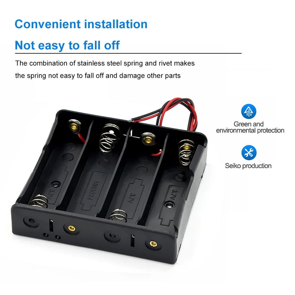 Caja de almacenamiento de baterías 18650, contenedor de plástico con cable de plomo para baterías de 18650 3,7 V, DIY, 1, 2, 3, 4 ranuras