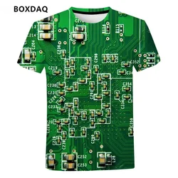 Electronic Technology 3D Circuit Board Graphic Fashion Men's T-Shirts Short Sleeve 3D Print Street Tees 6XL Big Size Casual Tops