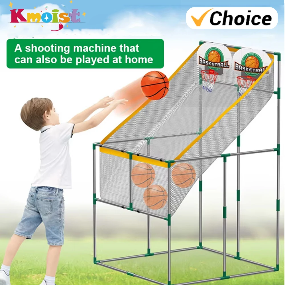 Double Small Basketball Stand Shooting Machine Kids Toy Football 2 in 1 Game Outdoor Sports Children's Toys Gifts for Birthday