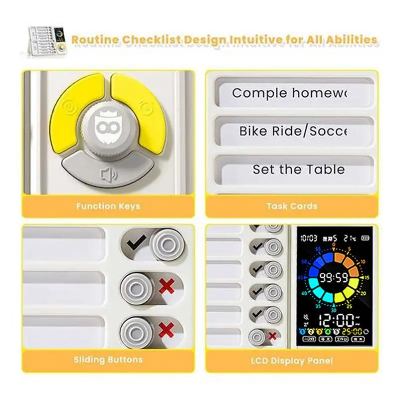 ADHD Visual Timer For Kids Adults, 5-In-1 Design, Task Timer 12/24 Hours, For Kids With Autism Visual Schedule Tool
