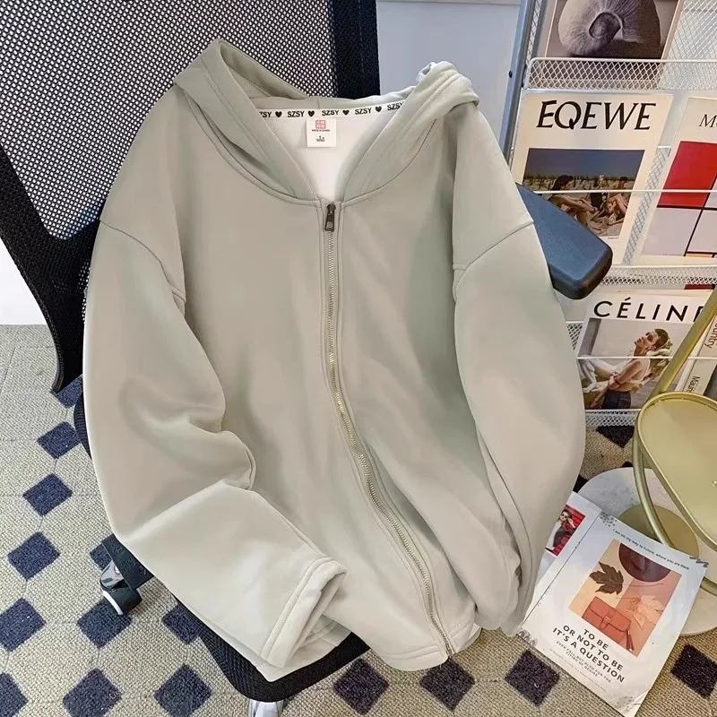 

Мужской свободный кардиган-толстовка оверсайз с капюшоном, утепленный флисом, осенне-зимний, модный бренд, 300 Pou