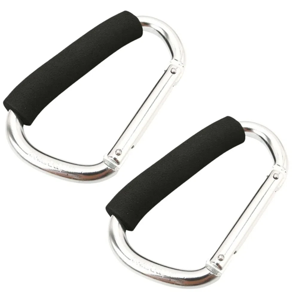 Gancho multifunción para cochecito de bebé, anillo en D de aleación de aluminio, ganchos de Clip para bolsa de compras, mango de esponja, colgador de carro de agarre suave, 2 uds.