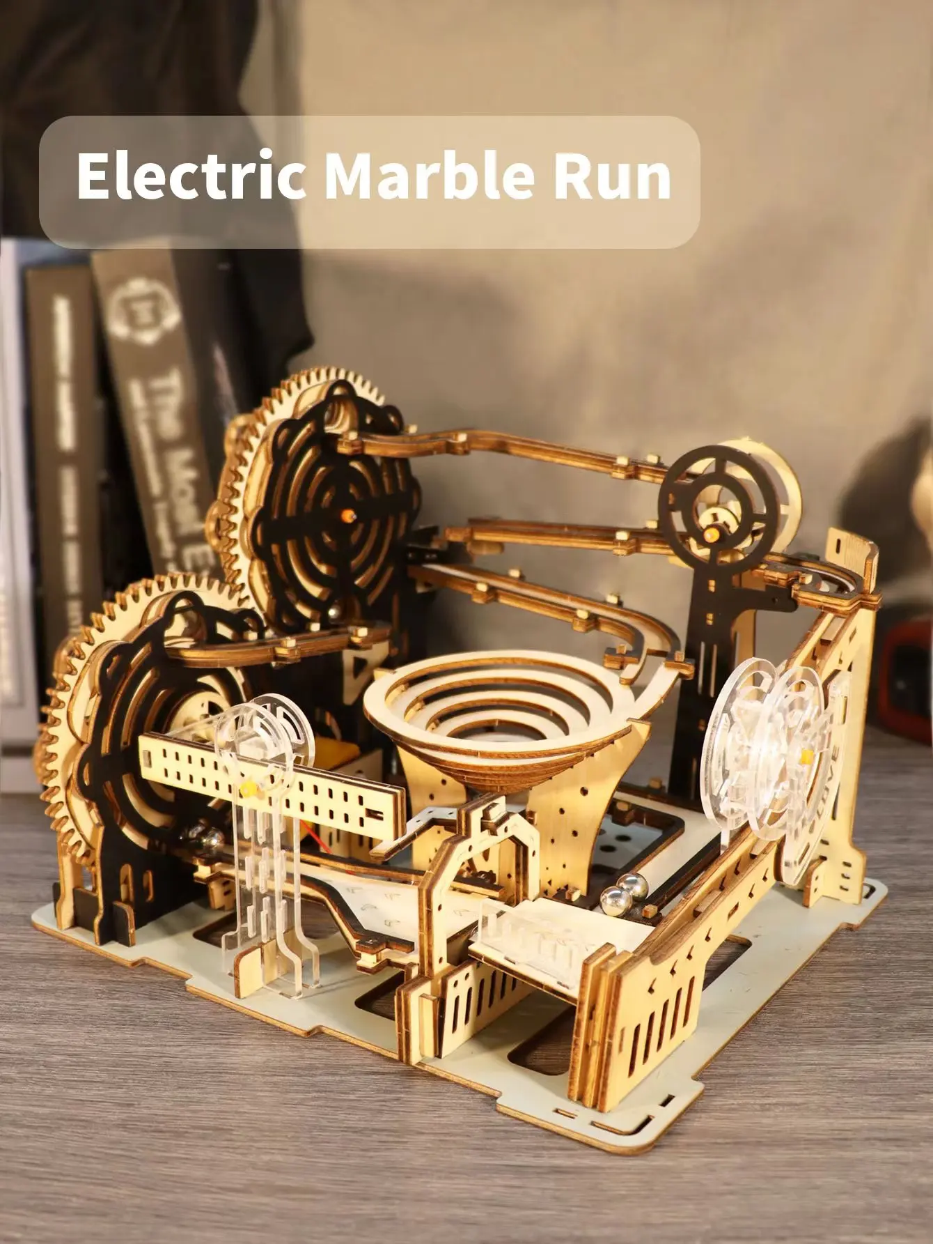 Electric 3D Wooden Puzzles Marble Run Model Kits  Brain Teaser Puzzle DIY handmade Christmas gift