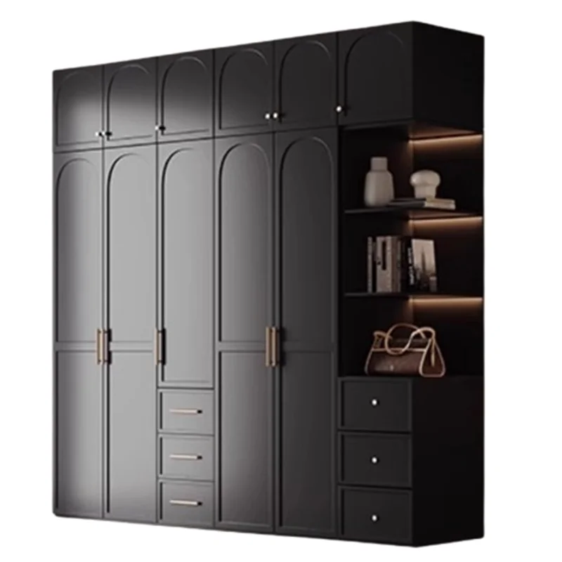 

For Modern Luxury Wardrobe Storage Drawer Large Black Wooden Wardrobe Bedroom Organizer Armario Armable De Ropa Salon Furniture