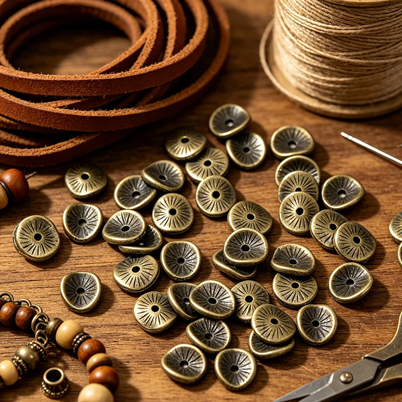 Vintage Wavy Spacer Beads Disc Antique Bronze Color DIY Making Earrings Necklace Jewelry Beads Findings About 10mmx9mm,20-100PCs