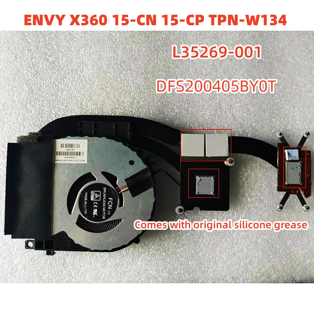 

New Original Cooler for HP ENVY X360 15-CN 15-CP TPN-W134 CPU Cooling Fan Heatsink with Fan DFS200405BY0T L35269-001 GB1990