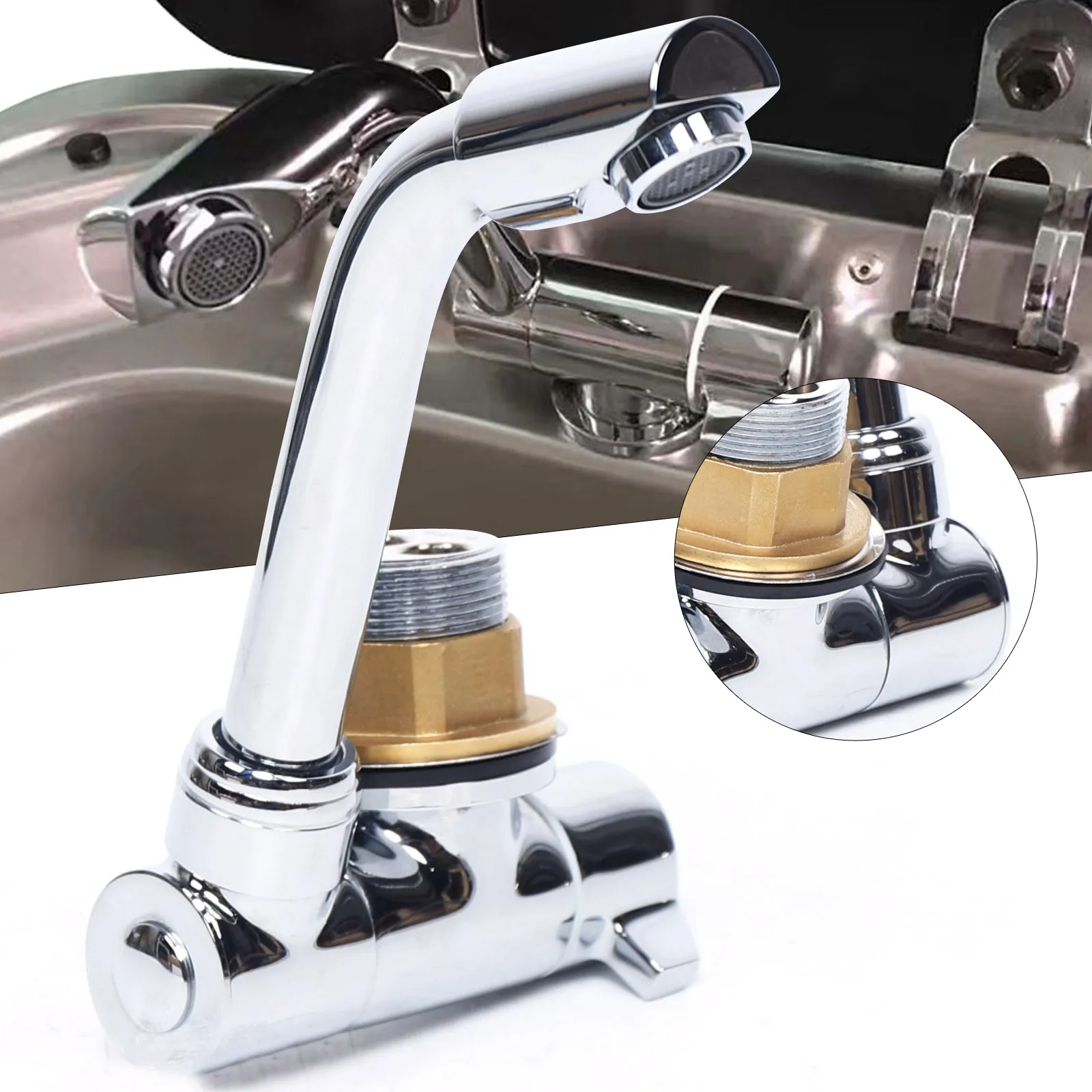 Folding Faucet 360° Rotation 180° Up Down Anti-leak Ceramic Valve Core Water-saving No Splash Easy Installation Adjustable Flow