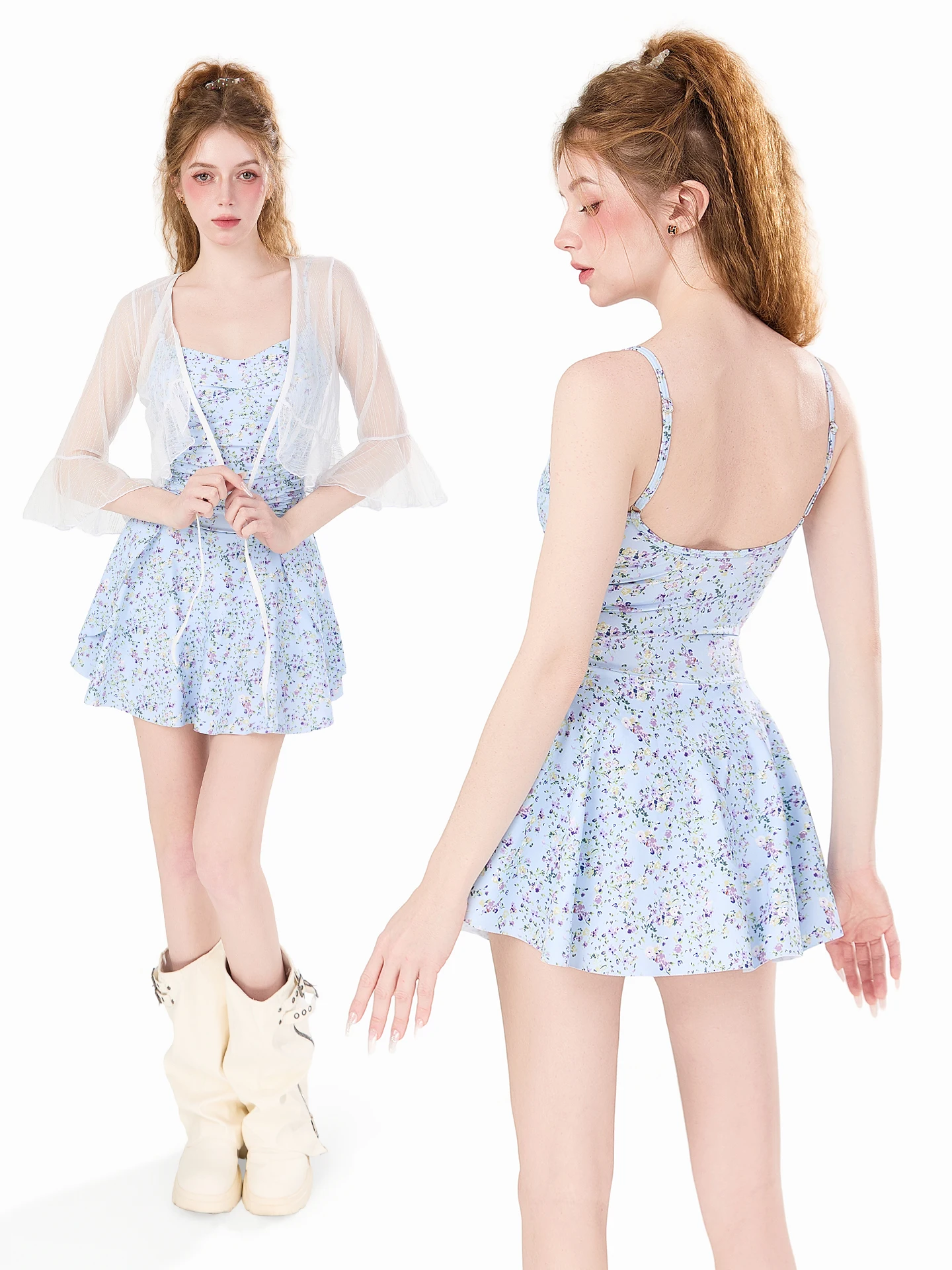 

Купальник с цветочным принтом и завязками на шее, с высокой талией, утягивающий, в стиле бикини, для отпуска, для женщин, для летнего аквапарка