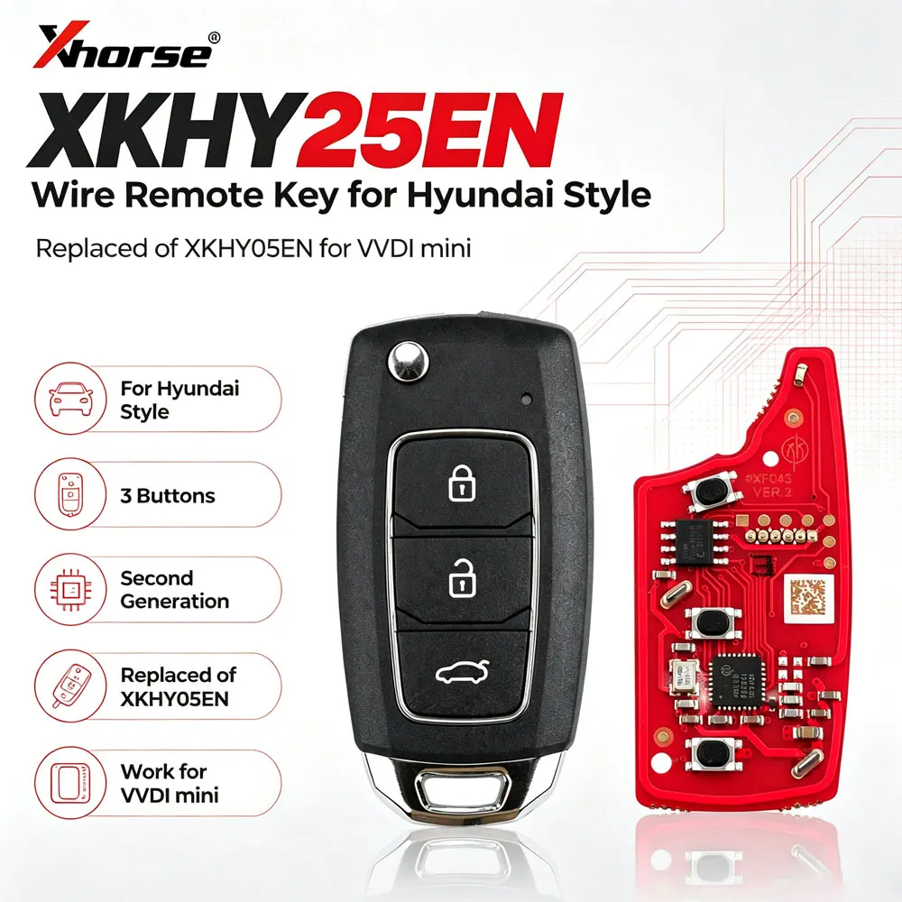 Xhorse XKHY25EN Universal Wire Remote Key 3 Buttons 2nd Generation of XKHY05EN for Hyundai Type Car Remote Key for VVDI MINI