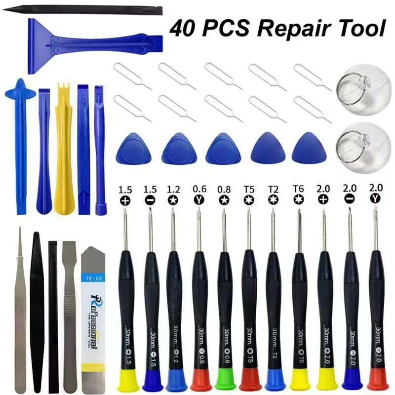 40 in 1 Mobile Phone Repair Tool Set Kit Disassembly Screwdriver Set Tweezers Suction Cup Opening Tools for iPhone Samsung Smart