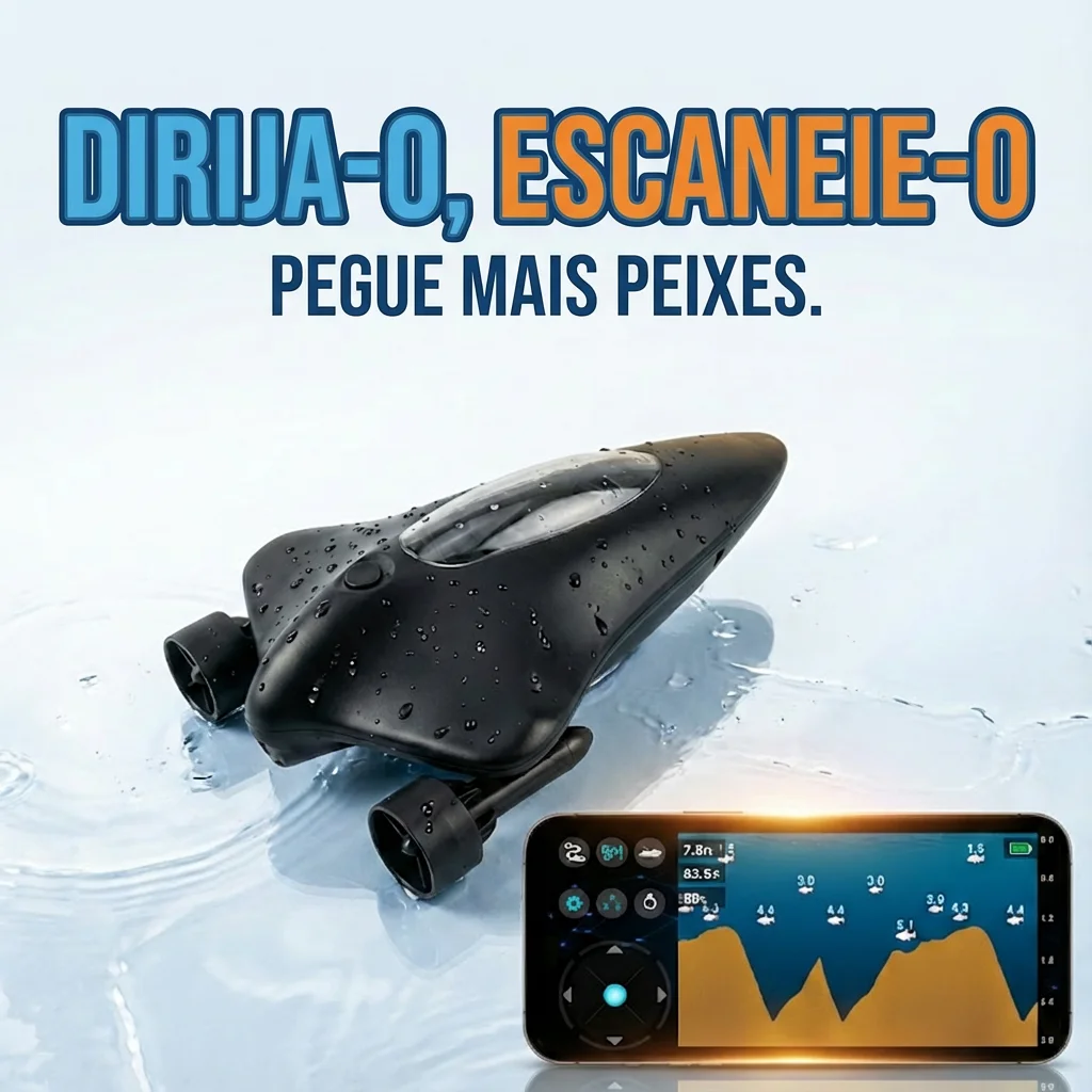 Localizador de Peixes Sem Fio para Barco com Sonar, Barco de Pesca RC com Controle Remoto, Localizador de Peixes Inteligente com APP WiFi, Escaneamento de Longo Alcance