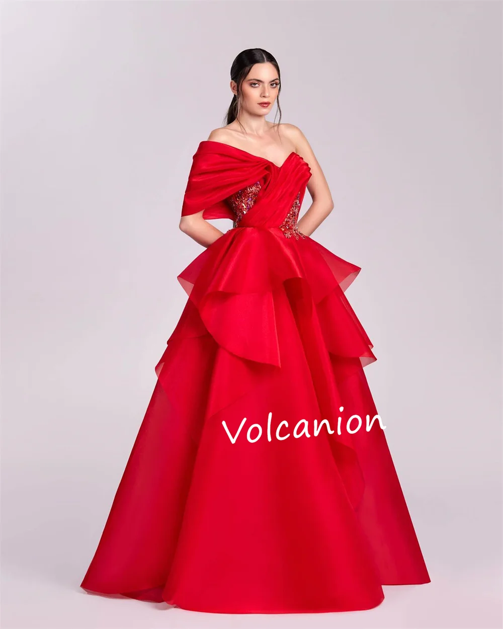 Abiti lunghi monospalla a trapezio con paillettes in organza personalizzati Occasioni su misura Serata formale Squisita alta qualità