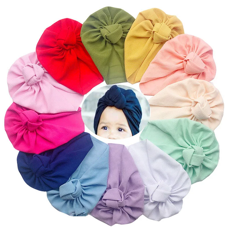 

Nishine Solid Turban Hat for Baby Infant Cap Hats with Rose Bow Knot Soft Cute Nursery Beanie Kids Photo Props Accessories