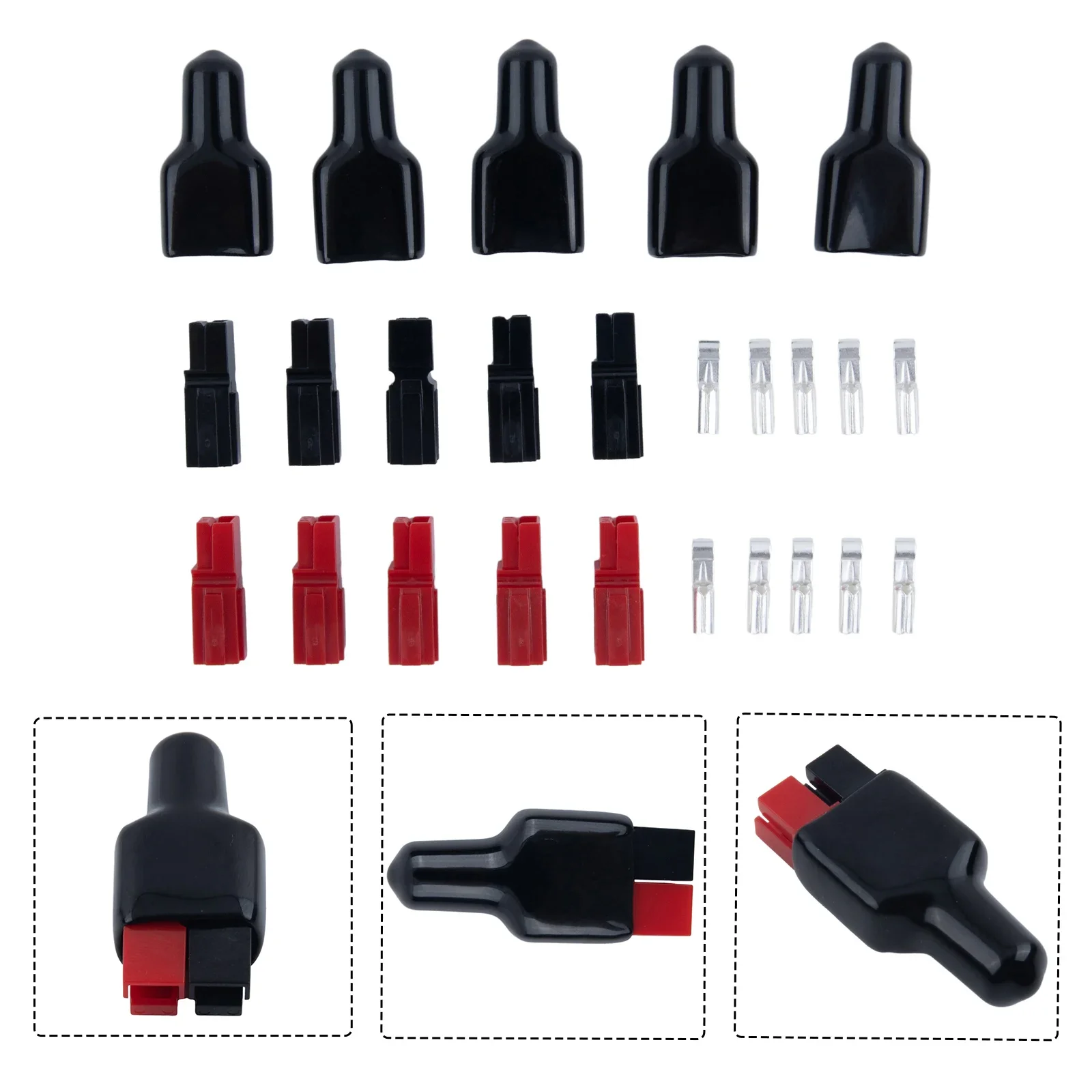 5Pairs Battery Charging ConnectorConnector Rubber Black Covers / Sleeves 30AMP Quick Connector Kit Socket Adapter