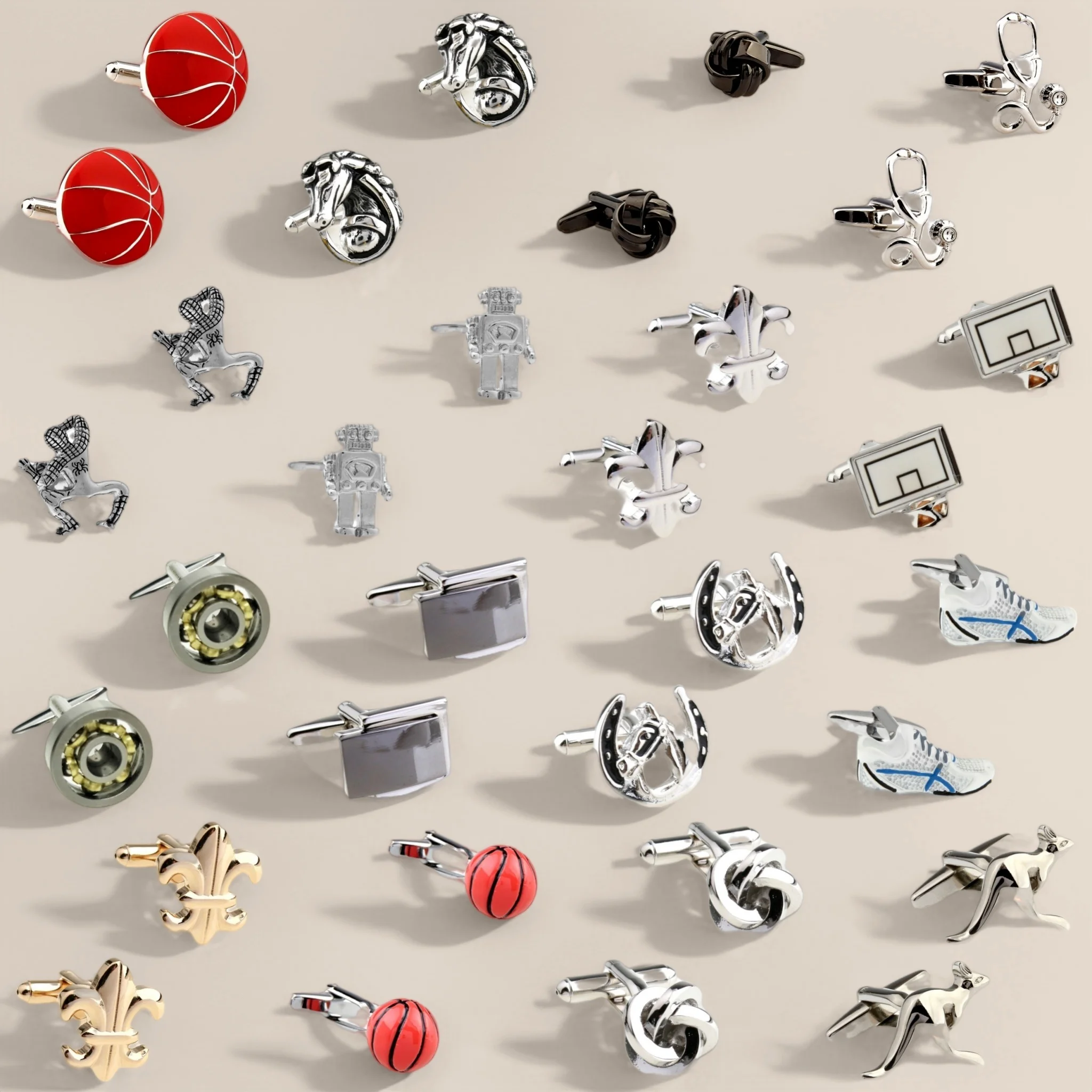 28 تصميمًا لأزرار أكمام على شكل عقدة حصان كرة السلة للرجال أزرار أكمام لسماعة الطبيب الكنغر (2 زوج/وحدة) #1