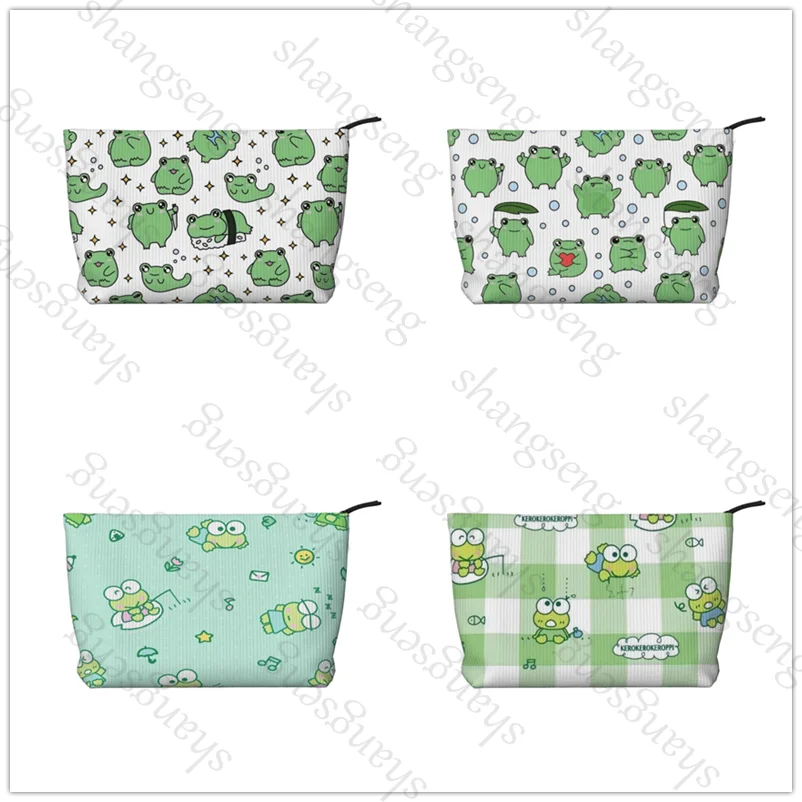 Frog cartoon animal funny Cosmetic bag toiletry storage bag ladies box, corduroy cosmetic bag, travel zipper storage bags