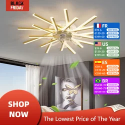 Electric Remote Control Fan Chandelier Mute Blades Home-appliance Led Lights Kitchen Dining Table Modest Ceiling Lamps for Room