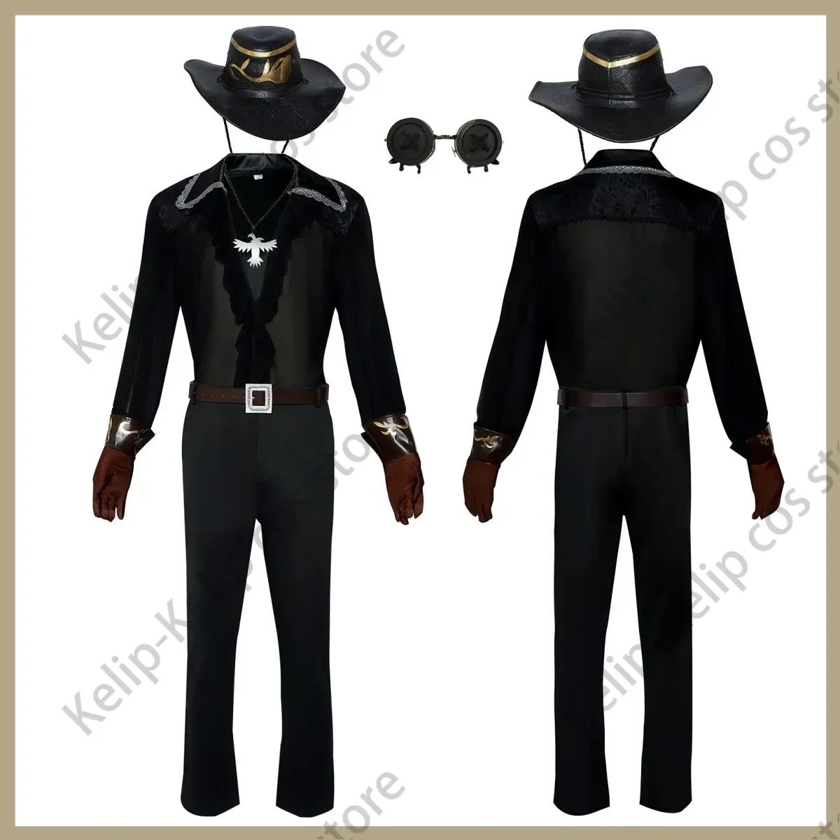 Anime Game Identity ⅤNorton Campbell Prospector Cosplay Costume Black Tulip with Uniform Hat Wig Man Carnival Halloween Suit