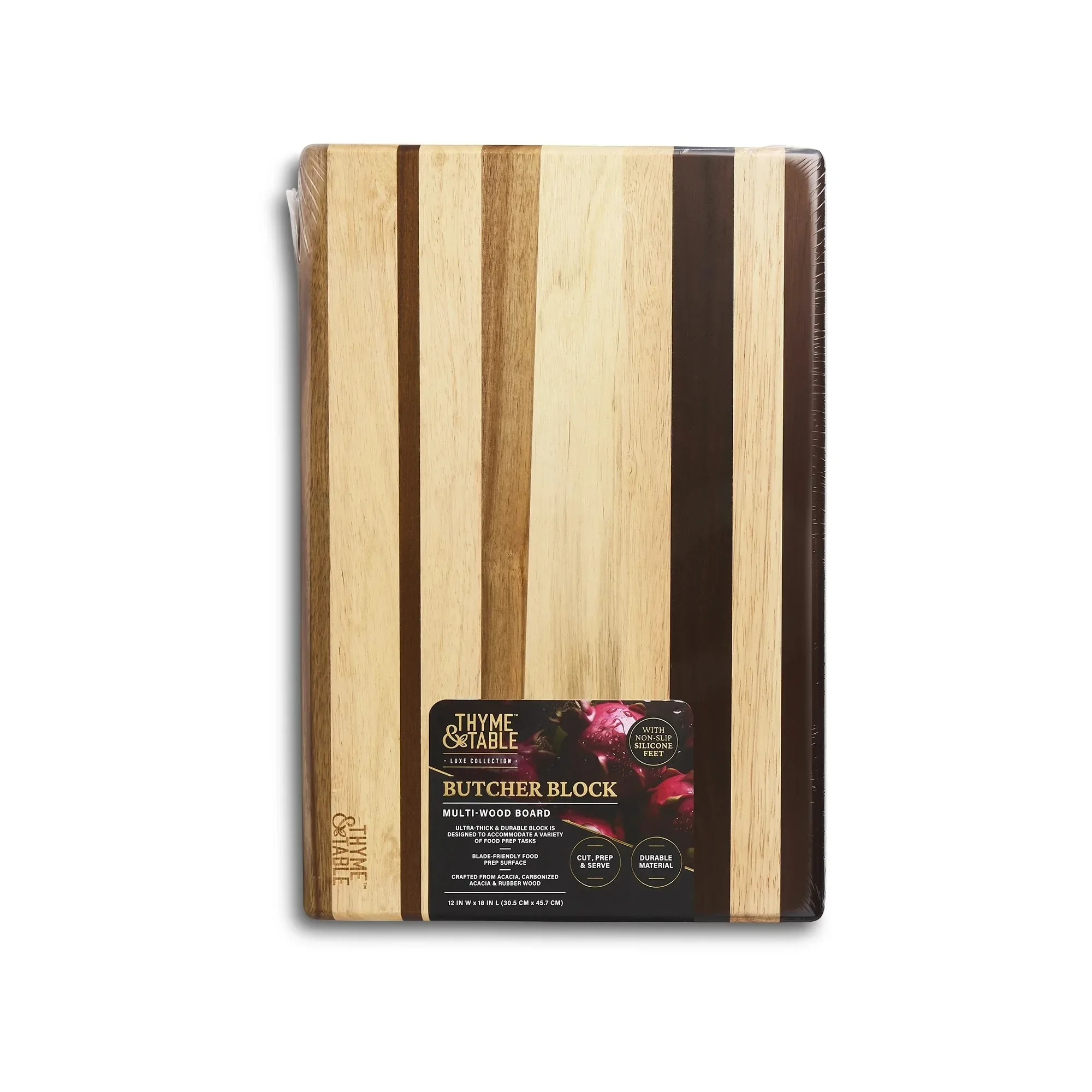 

Многодеревянный мясной блок 18x12 с нескользящими силиконовыми ножками