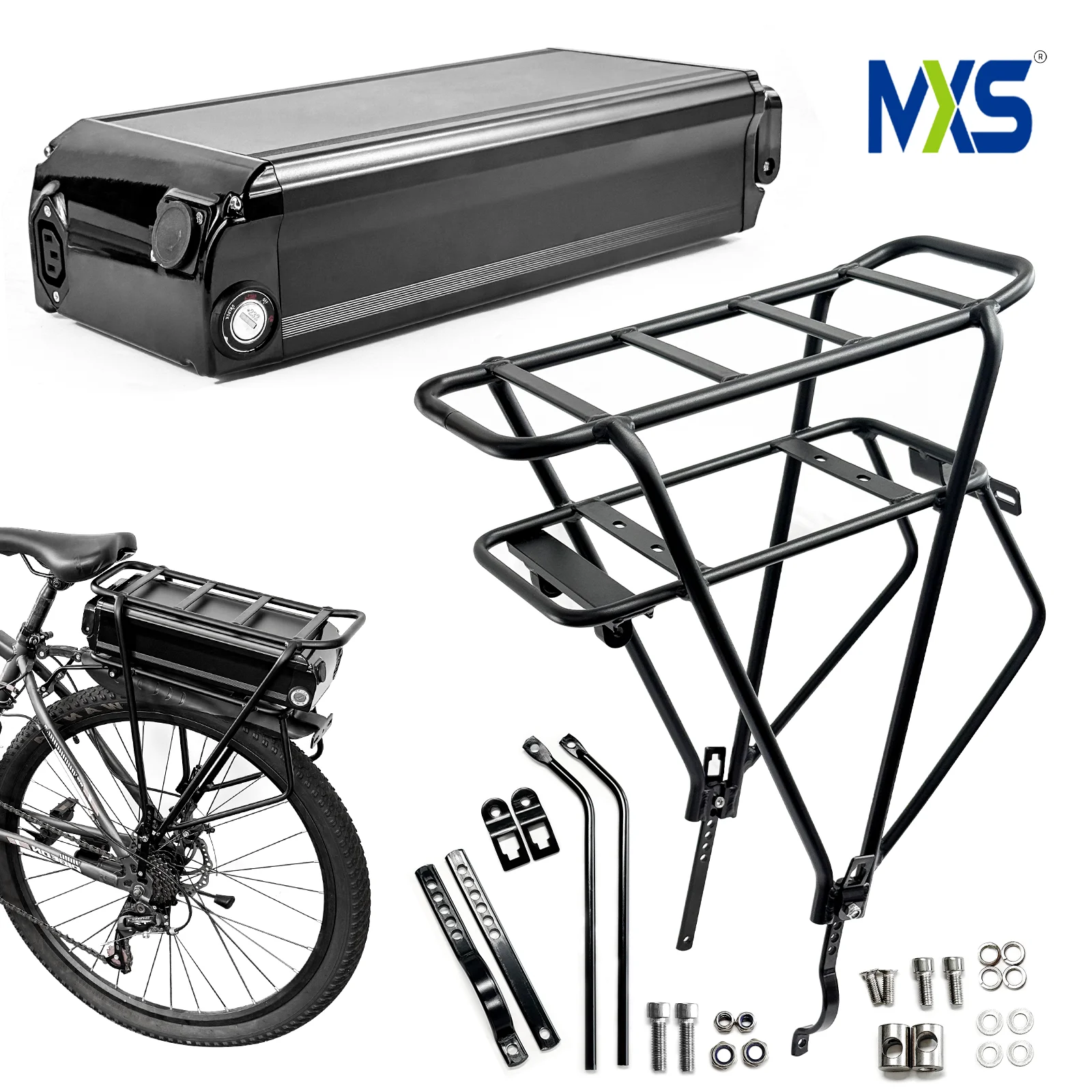 

Корпус для аккумулятора на задний багажник, 78 ячеек 21700, для электровелосипедов, 36В 48В 52В, с креплением на нижнюю трубу рамы и задний багажник