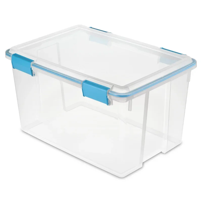 

Sterilite 54 Qt. Gasket Box Plastic, Blue Aquarium, Set of 4 storage box storage organizer storage containers